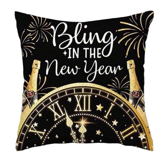 4 Piece Set New Year Holiday Pillow Covers Black & Gold 45 x 45 cm Party Theme - Picture 5 of 8